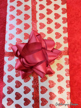Load image into Gallery viewer, GIFT WRAP PAPER: BROWN WITH RED SPARKLY HEARTS